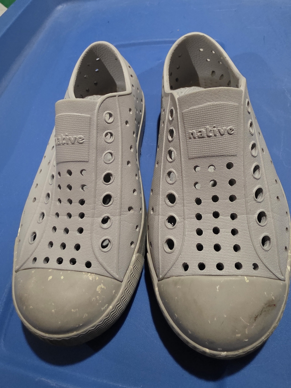 Native Shoes Men's Slip-On Perforated Loafers - Light Gray